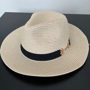 Aldo Straw Beach/Fedora Hat with Gold Detail